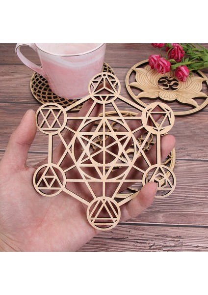 A -10 cm Ahşap Duvar Tabelası Yaşam Şekli Çiçek Lazer Kesim Ahşap Duvar Sanatı El Yapımı Coaster Craft Yapımı Kutsal Geometri Süs Ev Dekor (Yurt Dışından)