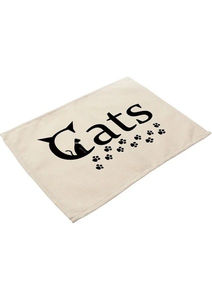 2CD-MA0003-6 Bkack Beyaz Kedi Desen Pamuk Keten Ped Yemek Masası Paspaslar Coaster Kase Fincan Mat Desen Mutfak Placemat Ev Dekor ML0016 (Yurt Dışından)