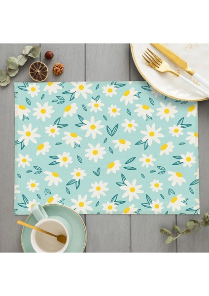 H118564 Bohem Çiçek Desen Placemat Mutfak Dekoru Pamuk Keten Boho Yemek Masası Paspaslar Coaster Pad Kase Kahve Fincanı Mat 42X32 cm (Yurt Dışından)