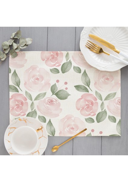 H118564 Bohem Çiçek Desen Placemat Mutfak Dekoru Pamuk Keten Boho Yemek Masası Paspaslar Coaster Pad Kase Kahve Fincanı Mat 42X32 cm (Yurt Dışından)