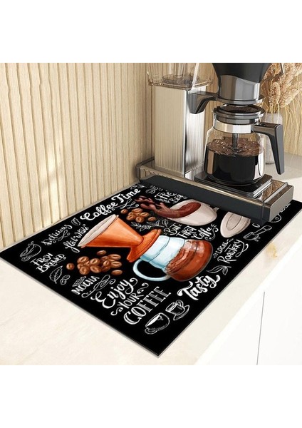 CJ06-2 L 40X50CM Kahve Tasarım Bulaşık Kurutma Mat Süper Emici Mutfak Tezgahı Drenaj Pedleri Sofra Fincan Şişe Lavabo Su Geçirmez Kaymaz Paspaslar (Yurt Dışından)