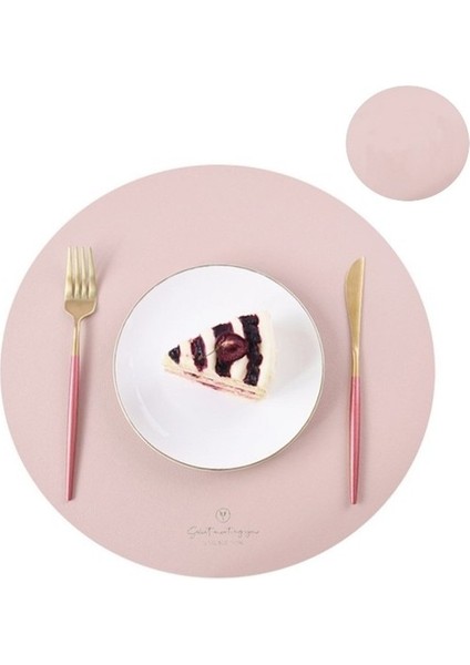 Y Pembe Servis Altlığı ve Bardak Altlığı Inyahome Pu Servis Altlıkları Masa Için Su Geçirmez Kaymaz Yalıtım Deri Yer Paspasları Seti Iskandinav Tarzı Noel Coaster Fincan Mat (Yurt Dışından)