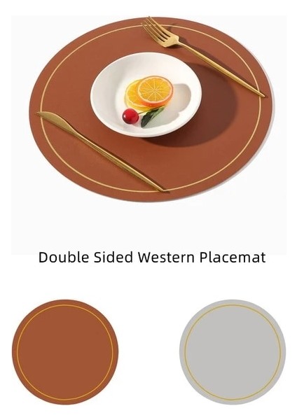 Auburn Yuvarlak Yuvarlak Büyük Çift Taraflı Deri Masa Mat Su Geçirmez ve Yağ Geçirmez Ev Yalıtım Placemat Pvc Otel Placemats Masa (Yurt Dışından)