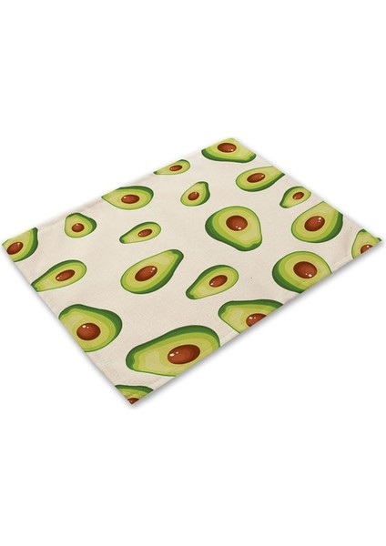 MP0096-14 1 Adet Tropikal Avokado Pamuk Keten Ped Desen Mutfak Placemat Coaster Kase Fincan Mat Yemek Masası Paspaslar 42*32 cm Ev Dekor MP0096 (Yurt Dışından)