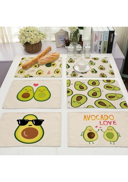 MP0096-14 1 Adet Tropikal Avokado Pamuk Keten Ped Desen Mutfak Placemat Coaster Kase Fincan Mat Yemek Masası Paspaslar 42*32 cm Ev Dekor MP0096 (Yurt Dışından) fiyatları