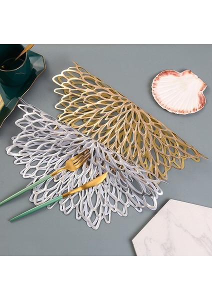 Gül Altın 1 Adet 1/6 Adet Placemat Yemek Masası Için Içi Boş Ped Bardak Altlığı Pedleri Masa Kase Paspaslar Altın Yemek Masası Mat Kaymaz Yalıtım Masa Mat (Yurt Dışından)