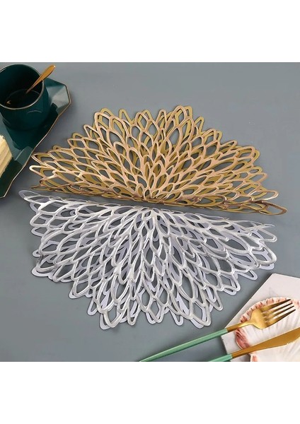 Gül Altın 1 Adet 1/6 Adet Placemat Yemek Masası Için Içi Boş Ped Bardak Altlığı Pedleri Masa Kase Paspaslar Altın Yemek Masası Mat Kaymaz Yalıtım Masa Mat (Yurt Dışından)