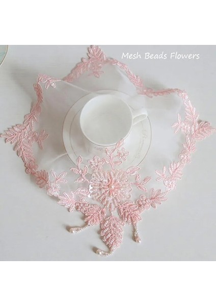 Bej Kare 28 cm Popüler Çiçek Örgü Masa Yer Mat Kumaş Nakış Tabak Placemat Ped Kahve Çay Altlığı Fincan Noel Düğün Mutfak Bardak Altlığı Peçete (Yurt Dışından)