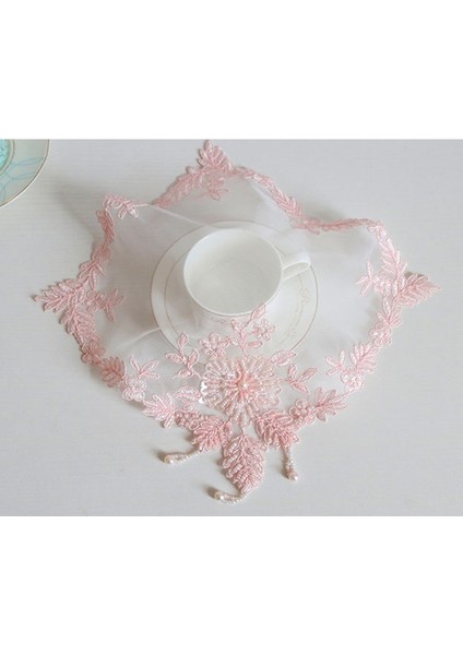 Bej Kare 28 cm Popüler Çiçek Örgü Masa Yer Mat Kumaş Nakış Tabak Placemat Ped Kahve Çay Altlığı Fincan Noel Düğün Mutfak Bardak Altlığı Peçete (Yurt Dışından)