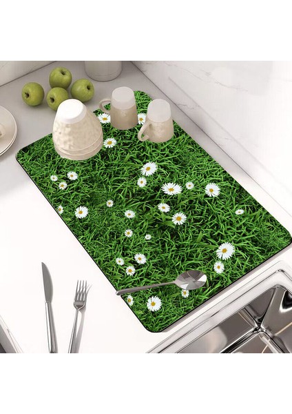 Tw-25-16 M 30X40CM Baskılı Bulaşık Kurutma Mat Süper Emici Kahve Drenaj Pedi Kauçuk Sofra Drenaj Pedi Hızlı Kuru Halı Mutfak Yemek Takımı Placemat (Yurt Dışından)