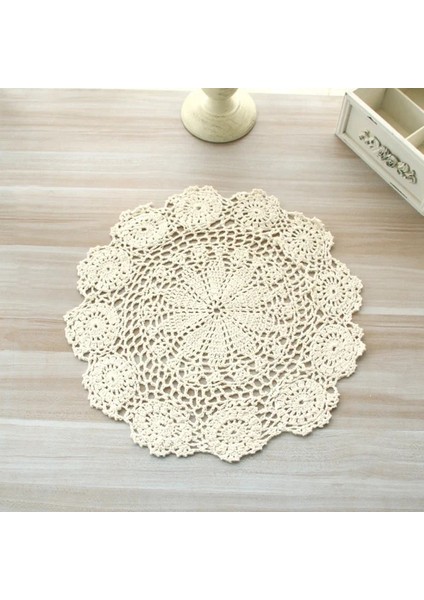 BEJ-40CM Yuvarlak M Yuvarlak El Tığ Işi Bardak Altlığı Peçete Vintage Pamuk Tığ Işi Masa Yer Mat Düğün Peçeteler Kumaş Dantel Placemats Dekoratif Mantel Mesa (Yurt Dışından)