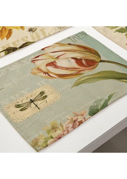 H 1 Adet Çiçek Desen Mutfak Placemat Yemek Masası Mat Içecek Coaster Pamuk Keten Pedleri Kase Fincan Paspaslar 42*32 cm Ev Dekor MP0017 (Yurt Dışından) indirimleri