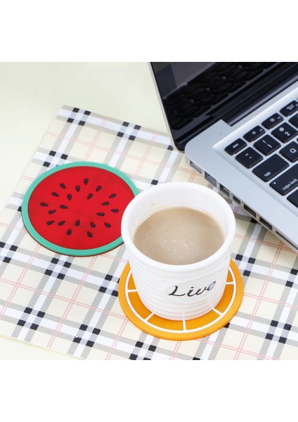 A3 9X9X0.3CM Meyve Şekli Silikon Kap Altlığı Kayma Yalıtım Pedi Bardak Mat Tutucu Turuncu/karpuz/limon Meyve Fincan Altlığı Yumuşak Pvc Ped (Yurt Dışından)