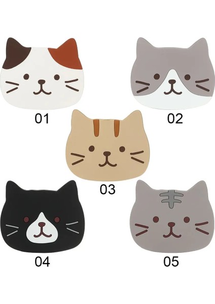 04 Karikatür Kedi Şekilli Çay Mat Bardak Tutucu Mat Kahve Içecekler Içecek Silikon Coaster Sıcak Içecek Standı Yalıtımlı Ped Mutfak Aksesuarları (Yurt Dışından)