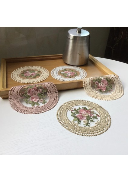 Beyaz 15 cm S Vintage Dantel Haşlanma Önleyici Coaster Nakış Zanaat Kaseler Kahve Fincanları Coaster Avrupa Tarzı Kumaş Masa Yalıtım Mat 12 cm (Yurt Dışından)