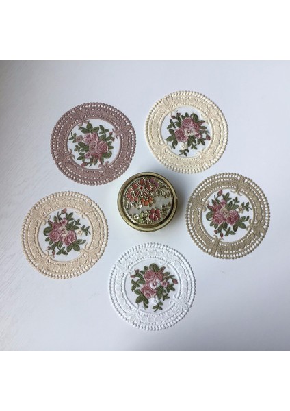 Beyaz 15 cm S Vintage Dantel Haşlanma Önleyici Coaster Nakış Zanaat Kaseler Kahve Fincanları Coaster Avrupa Tarzı Kumaş Masa Yalıtım Mat 12 cm (Yurt Dışından)