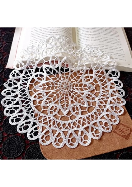 2CD-51207-08 20 cm Yuvarlak Içi Boş Dantel Coaster Plaka Kase Peçete Yalıtım Pedi Nakış Çiçek Placemat Kupa Yemek Sehpa Fincan Mat Ev Dekor (Yurt Dışından)