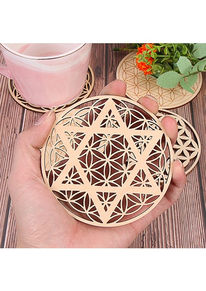 0115 10 cm 1 Pc Ahşap Duvar Çiçek Yaşam Şekli Sanat Ev Dekor Lazer Kesim Kaymaz Bardak Altlığı Takımı Ahşap Placemats Masa Mat Yuvarlak Fincan Altlığı (Yurt Dışından)
