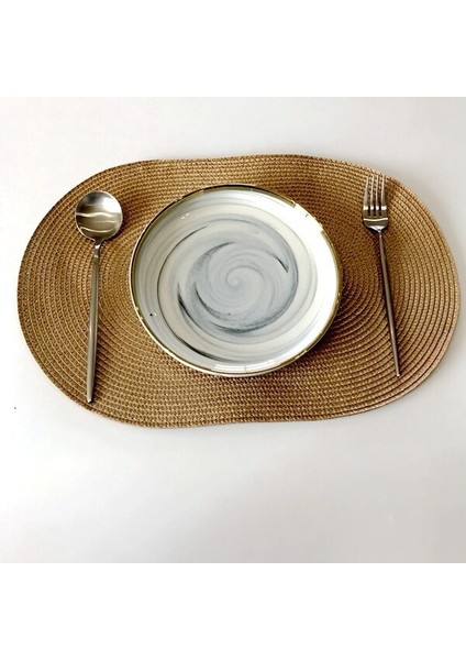 J Oval 6 Adet 4 Adet Oval Isı Yalıtımı Kaymaz Placemat Yemek Masası Kase Bulaşık Pedi Mat Su Geçirmez Set De Masa Mutfak Placema (Yurt Dışından)
