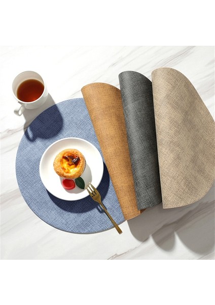 Bej Yuvarlak Deri Kumaş Servis Altlığı Su Geçirmez ve Yağa Dayanıklı Isı Yalıtım Yastığı Ev Otel Yuvarlak Batı Servis Altlığı Çift Taraflı Masa Mat (Yurt Dışından) fırsatları