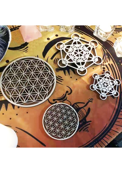 15 20CM 1 Adet Çakra Hayat Çiçeği Doğal Sembol 18 Çeşit Ahşap Yuvarlak Kenar Daire Oyma Coaster Taş Kristal Seti Dıy Dekor (Yurt Dışından) fiyatları