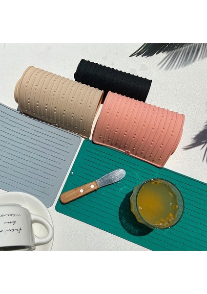 Black-L 1 Adet Katlanabilir Bulaşık Kurutma Mat Süzgeç Mat Silikon Isı Yalıtımı Placemat Mutfak Lavabo Mat Kaymaz Ped Coaster Bulaşık Drenaj Aracı (Yurt Dışından)