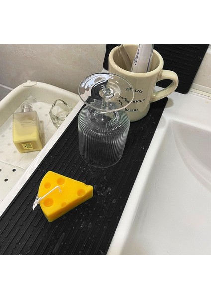 Black-L 1 Adet Katlanabilir Bulaşık Kurutma Mat Süzgeç Mat Silikon Isı Yalıtımı Placemat Mutfak Lavabo Mat Kaymaz Ped Coaster Bulaşık Drenaj Aracı (Yurt Dışından)