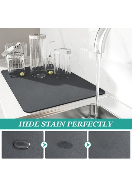 Siyah 40X50 cm Büyük Mutfak Süper Emici Mat Kahve Bulaşık Drenaj Mat Kurutma Mat Hızlı Kuru Banyo Drenaj Pedi Mutfak Musluk Placemat (Yurt Dışından)
