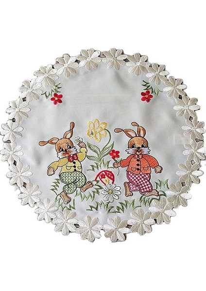 Gösterildiği Gibi Yuvarlak 30 cm Sevimli Saten Paskalya Tavşanı Tavuk Yumurtası Nakış Yer Masa Mat Kumaş Tabak Altlığı Ped Fincan Bardak Altlığı Peçete Mutfak Yemek Placemats Dekor (Yurt Dışından)