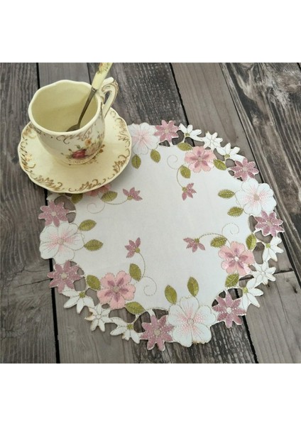 Gösterildiği Gibi Yuvarlak Yuvarlak 25 cm Modern Masa Yer Mat Ped Kumaş Nakış Fincan Kupa Kahve Çay Bardak Altlığı Peçete Içecek Coaster Noel Dekorasyon Akşam Yemeği Parti Mutfak (Yurt Dışından)