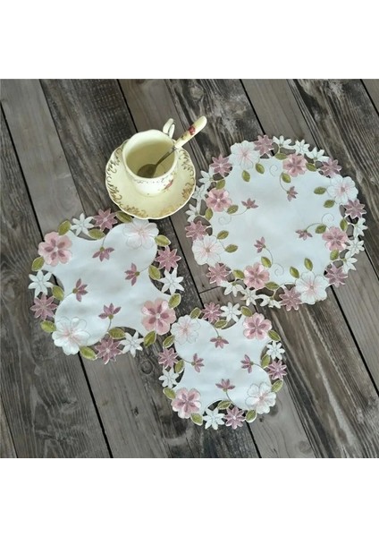 Gösterildiği Gibi Yuvarlak Yuvarlak 25 cm Modern Masa Yer Mat Ped Kumaş Nakış Fincan Kupa Kahve Çay Bardak Altlığı Peçete Içecek Coaster Noel Dekorasyon Akşam Yemeği Parti Mutfak (Yurt Dışından)
