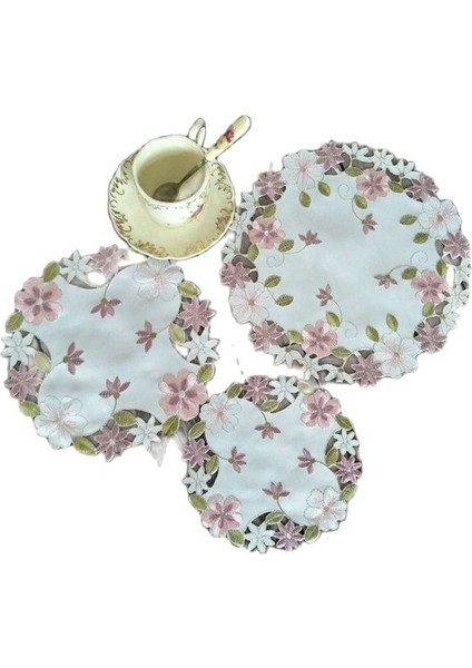 Gösterildiği Gibi Yuvarlak Yuvarlak 25 cm Modern Masa Yer Mat Ped Kumaş Nakış Fincan Kupa Kahve Çay Bardak Altlığı Peçete Içecek Coaster Noel Dekorasyon Akşam Yemeği Parti Mutfak (Yurt Dışından)