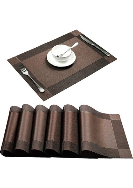 4 Adet 45X30 cm 1/4/6 Adet Pvc Dikdörtgen Placemat Restoran Yıkanabilir Dayanıklı Yemek Masası Örgü Paspaslar Çerçeve Teslin Disk Kase Coaster Kaymaz Ped (Yurt Dışından)