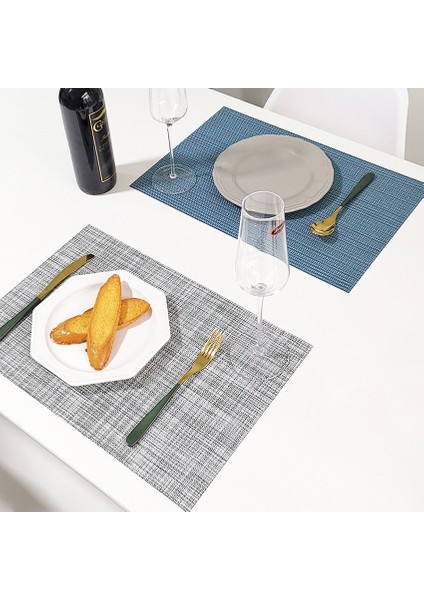 Siyah 6 Adet-Paket 2/4/6 Adet Placemats Pvc Yemek Masası Mat Örgü Disk Pedleri Kase Bardak De Cozinha 30*45 cm Plaka Bar Mutfak Sehpa Mat (Yurt Dışından)
