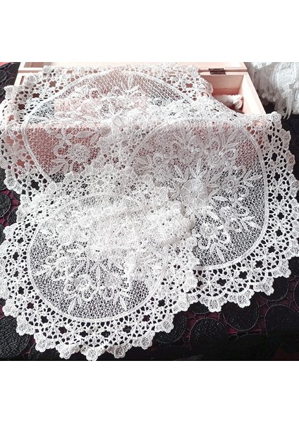 2CD-51207-02 35 cm Yuvarlak Içi Boş Dantel Coaster Plaka Kase Yalıtım Pedi Nakış Çiçek Placemat Peçete Kupa Yemek Sehpa Fincan Mat Ev Dekor (Yurt Dışından)