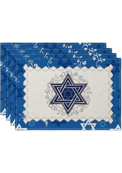 1 Adet 32X42 cm 1 Adet Yahudi Menorah Fısıh Placemats Yemek Masası Mutfak Aksesuarları Hanuka Tatil Rustik Vintage Yıkanabilir Masa Paspaslar (Yurt Dışından)