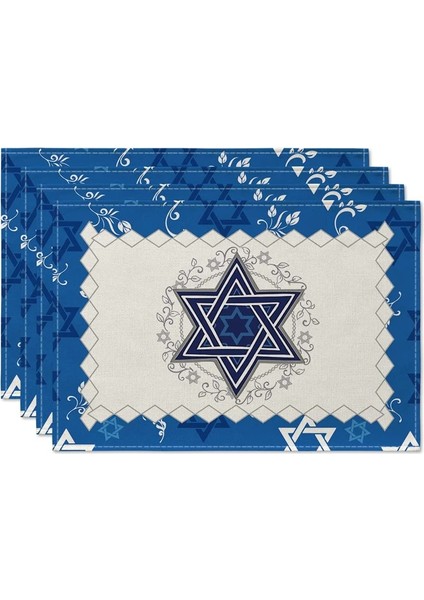 1 Adet 32X42 cm 1 Adet Yahudi Menorah Fısıh Placemats Yemek Masası Mutfak Aksesuarları Hanuka Tatil Rustik Vintage Yıkanabilir Masa Paspaslar (Yurt Dışından)