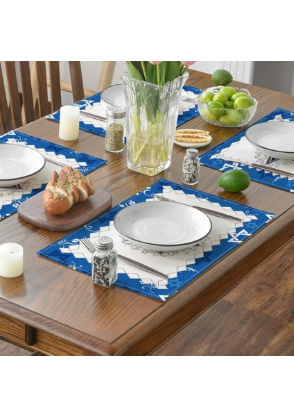 1 Adet 32X42 cm 1 Adet Yahudi Menorah Fısıh Placemats Yemek Masası Mutfak Aksesuarları Hanuka Tatil Rustik Vintage Yıkanabilir Masa Paspaslar (Yurt Dışından)