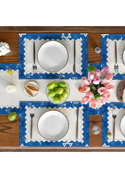 1 Adet 32X42 cm 1 Adet Yahudi Menorah Fısıh Placemats Yemek Masası Mutfak Aksesuarları Hanuka Tatil Rustik Vintage Yıkanabilir Masa Paspaslar (Yurt Dışından)