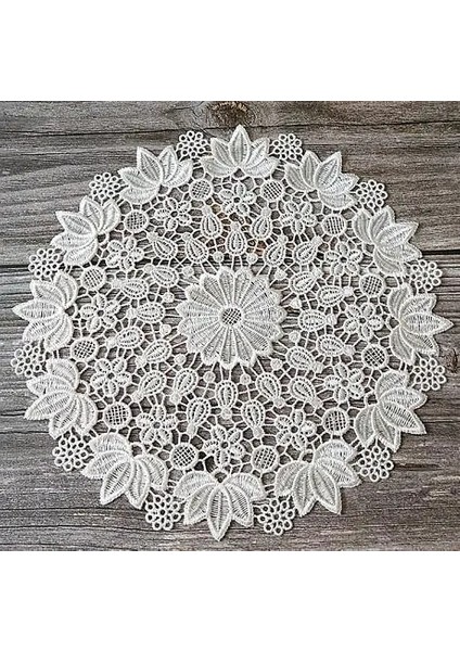 Beyaz 4 Yuvarlak 25 cm Yenı Yuvarlak Dantel Ay Çiçeği Nakış Placemat Bardak Altlığı Mutfak Düğün Noel Masa Yer Mat Bez Ped Yeni Yıl Bardak Altlığı Peçete (Yurt Dışından)