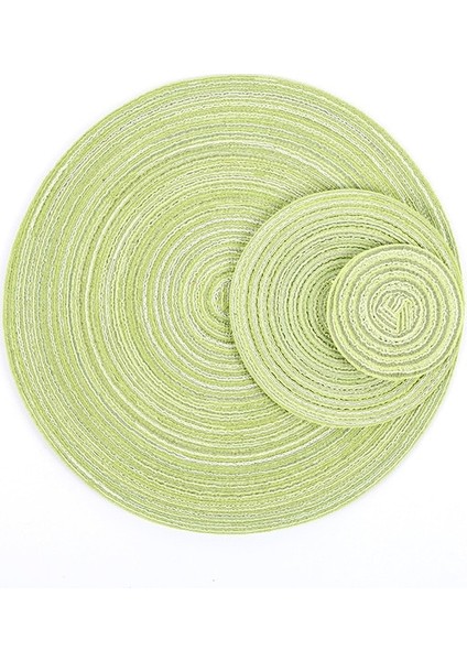 Yeşil 6 Adet 11 cm 6 Adet/takım Keten Placemats Akşam Yemeği Masa Pedi Masa Coaster Mat Kahvaltı Boho Placemat Yuvarlak Masa Placemat Saman Isı Placemat (Yurt Dışından)