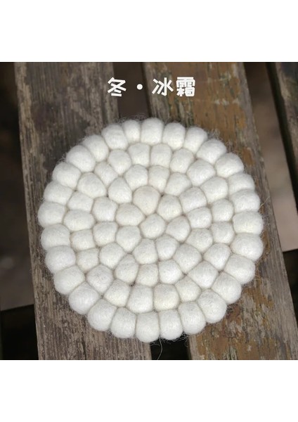 Beyaz 10 cm Sevimli Yuvarlak Yün Keçe Bardak Placemats Potholders Yaratıcı Hediyeler ve Hediyelik Eşya Ev Ekran Çekim Sahne (Yurt Dışından)