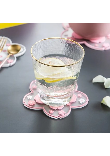Pembe 10 cm Kiraz Çiçeği Coaster Yalıtım Matı Kaymaz Mat Ev Çay Bardağı Mat Anti-Haşlanma Yemek Masası Paspaslar Içecek Fincan Bardak (Yurt Dışından)