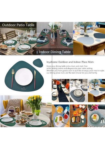 Donanma 45X37 cm Bardak Altlığı ile Inyahome Pu Deri Çift Taraflı Servis Altlığı ve Bardak Altlığı Seti Yükseltilmiş Kahve Paspasları Ev Mutfak Yemek Masası Yer Paspasları Nordic (Yurt Dışından)