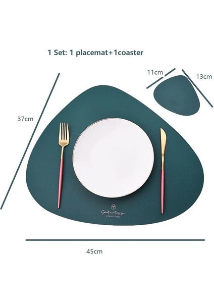 Donanma 45X37 cm Bardak Altlığı ile Inyahome Pu Deri Çift Taraflı Servis Altlığı ve Bardak Altlığı Seti Yükseltilmiş Kahve Paspasları Ev Mutfak Yemek Masası Yer Paspasları Nordic (Yurt Dışından)