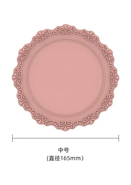 Pembe 16.5cm Silikon Çiçek Servis Altlığı Sofra Yağa Dayanıklı Isı Yalıtımı Kaymaz Tablemat Coaster Mutfak Yıkanabilir Fincan Takımı Masa Mat (Yurt Dışından)