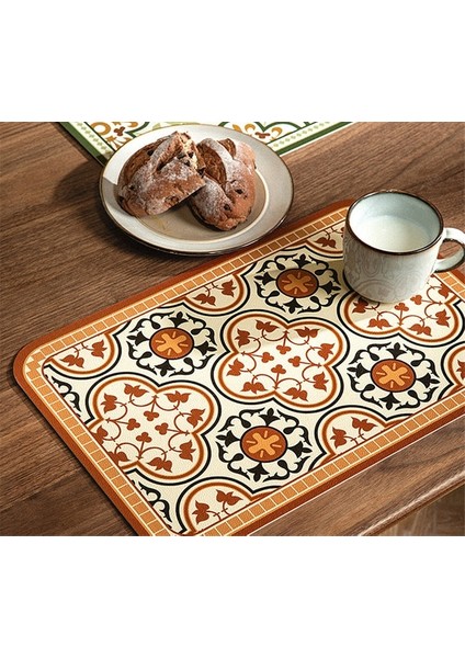 Desen 5 40X30 cm Deri Servis Altlığı Masa Mat Retro Yüksek Sıcaklık Dayanımı Sofra Mat Sofra Pedi Pvc Servis Altlığı Yağ Su Geçirmez Servis Mat (Yurt Dışından)