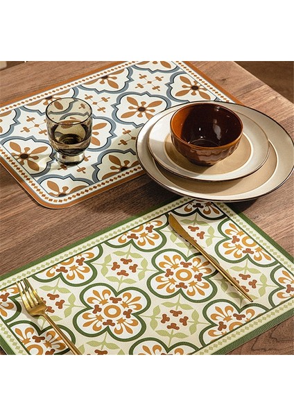 Desen 5 40X30 cm Deri Servis Altlığı Masa Mat Retro Yüksek Sıcaklık Dayanımı Sofra Mat Sofra Pedi Pvc Servis Altlığı Yağ Su Geçirmez Servis Mat (Yurt Dışından) fiyatları