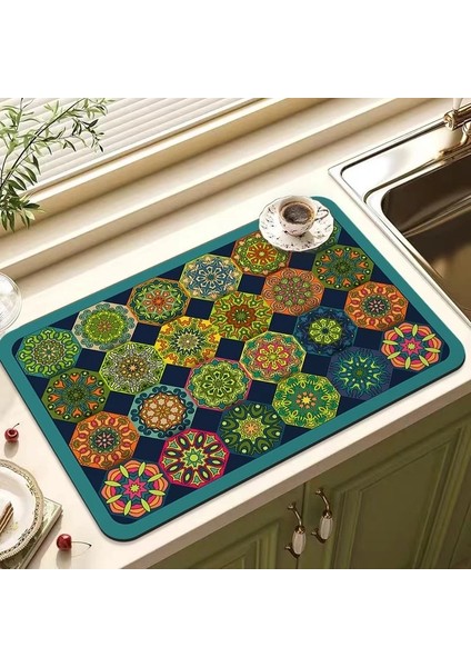 A9 Drenaj Pedi 50X60CM L Çin Klasik Mutfak Emici Drenaj Pedi Bulaşık Kurutma Matı Kauçuk Sofra Drenaj Pedi Yemek Takımı Bardak Şişe Halı Sofra Mat (Yurt Dışından)