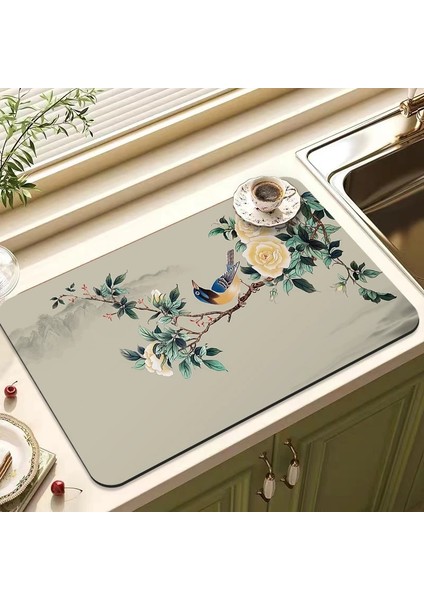 A9 Drenaj Pedi 50X60CM L Çin Klasik Mutfak Emici Drenaj Pedi Bulaşık Kurutma Matı Kauçuk Sofra Drenaj Pedi Yemek Takımı Bardak Şişe Halı Sofra Mat (Yurt Dışından)